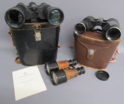 3 pairs of binoculars - War Office model made in France - USSR prismatic with central focusing