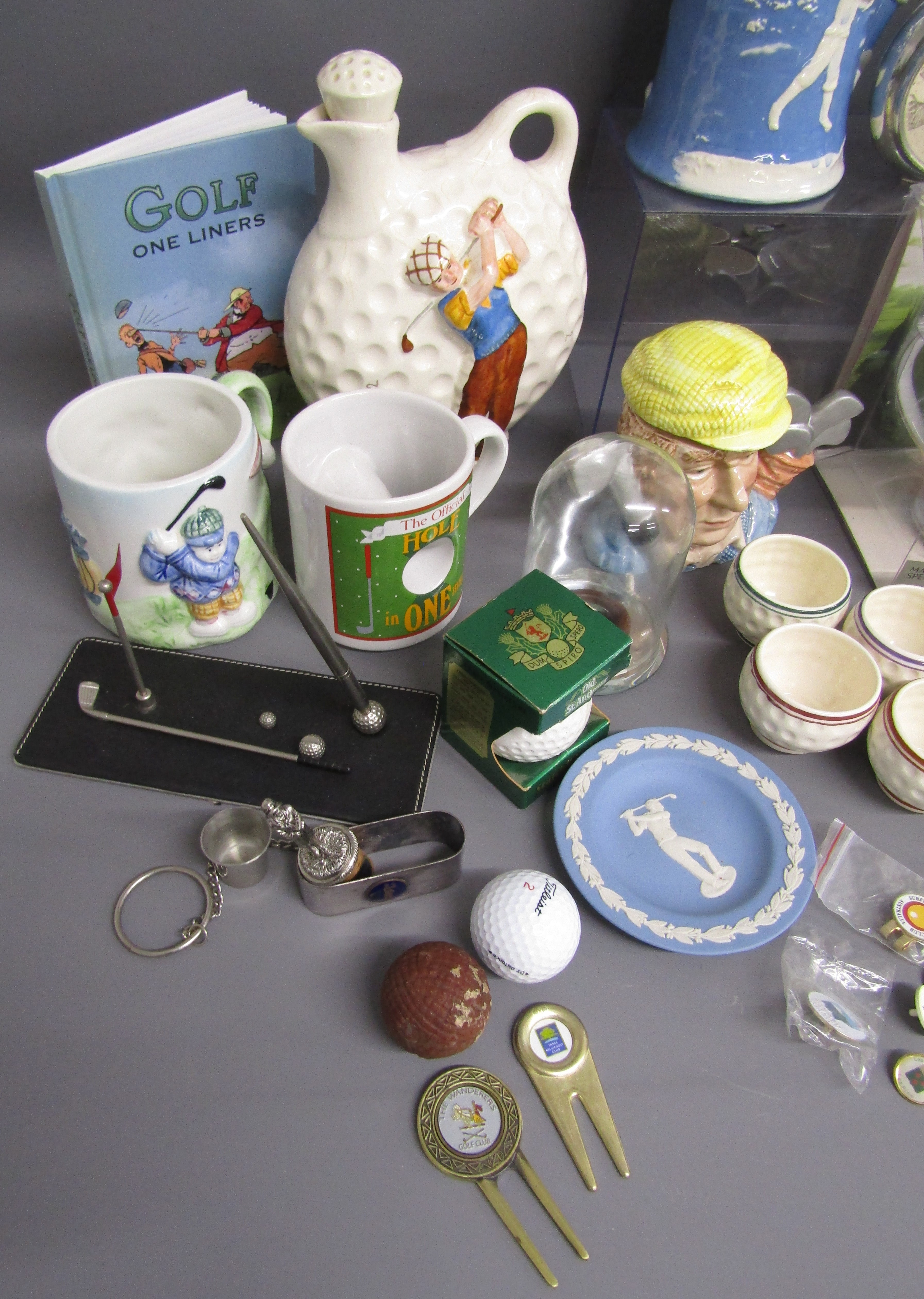 Collection of golfing items includes Dartmouth Pottery tankards, cups and saucers, Wedgwood dish, - Image 2 of 6