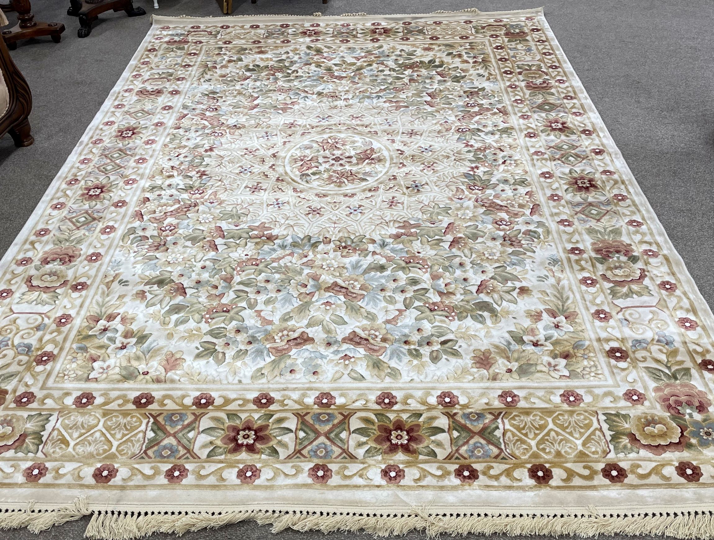 Gold & cream ground full pile Oriental carpet 350cm by 240cm