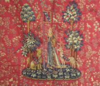 J Pansu Halluin tapestry - Touch Cluny series - The lady and the unicorn - approx. 98cm x 81cm