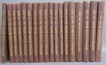 18 volumes Suffolk Sheep Society Flock Books Vol. 37 1923 - Vol.57 1943 (some volumes missing)
