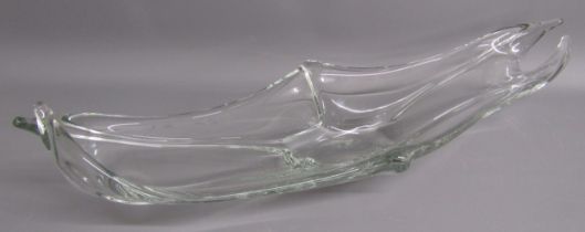 Large clear glass splash dish - approx. 66cm x 24cm