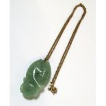 Possibly Jade pendant with intertwined fish on a plated silver necklace - approx. 4cm x 2.5cm