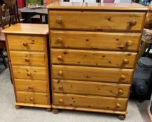 Modern pine chest of drawers & a similar narrow chest of drawers