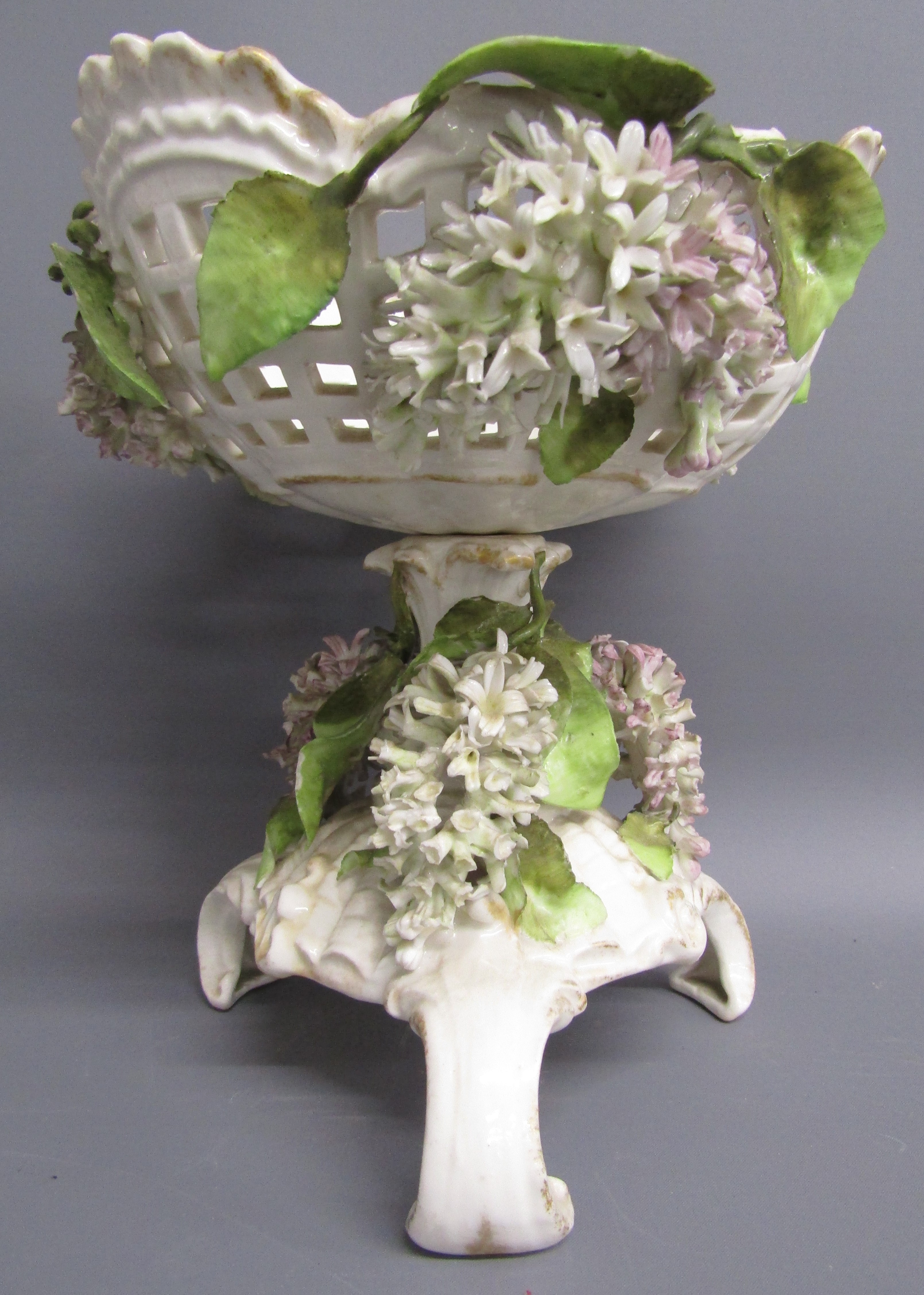 Dresden compote with applied lilac spray - Royal Crown Derby lidded sugar pot and Copeland R743 cups - Image 2 of 13