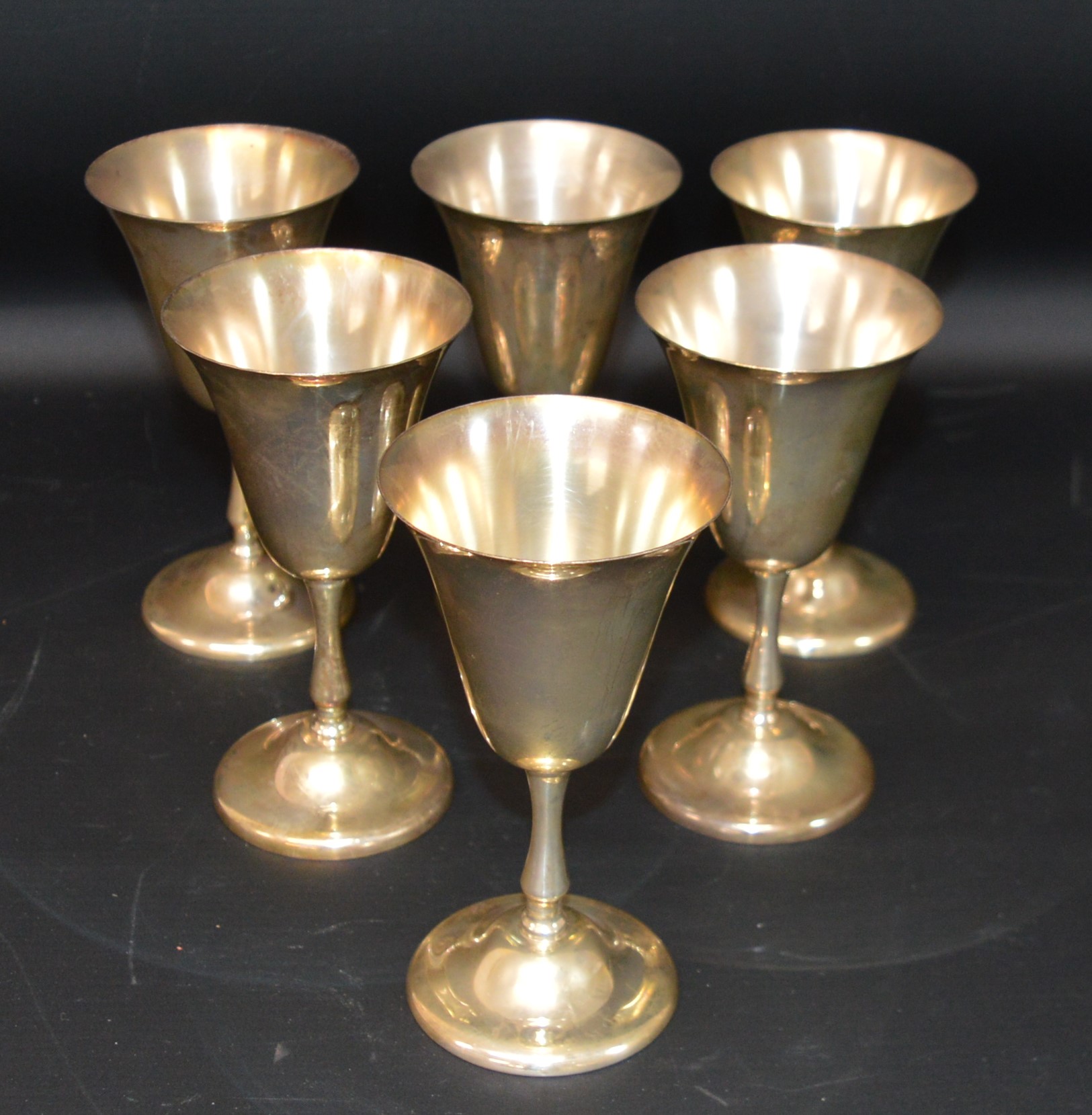 Set of 6 Italian silver goblets marked 73 PA 800 wt 15.09ozt