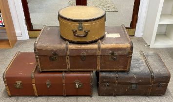 3 large vintage travel cases & a hat case