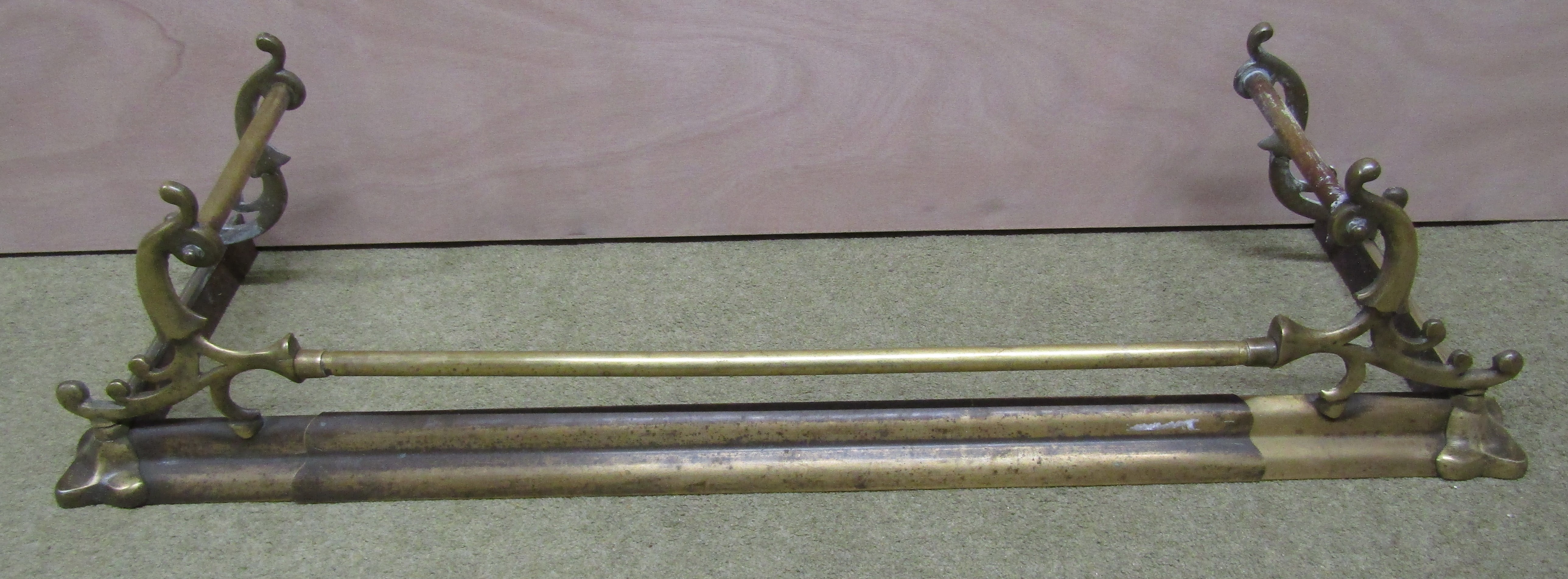 Brass extending fender, widest internal dimension: 142cm w x 30cmd