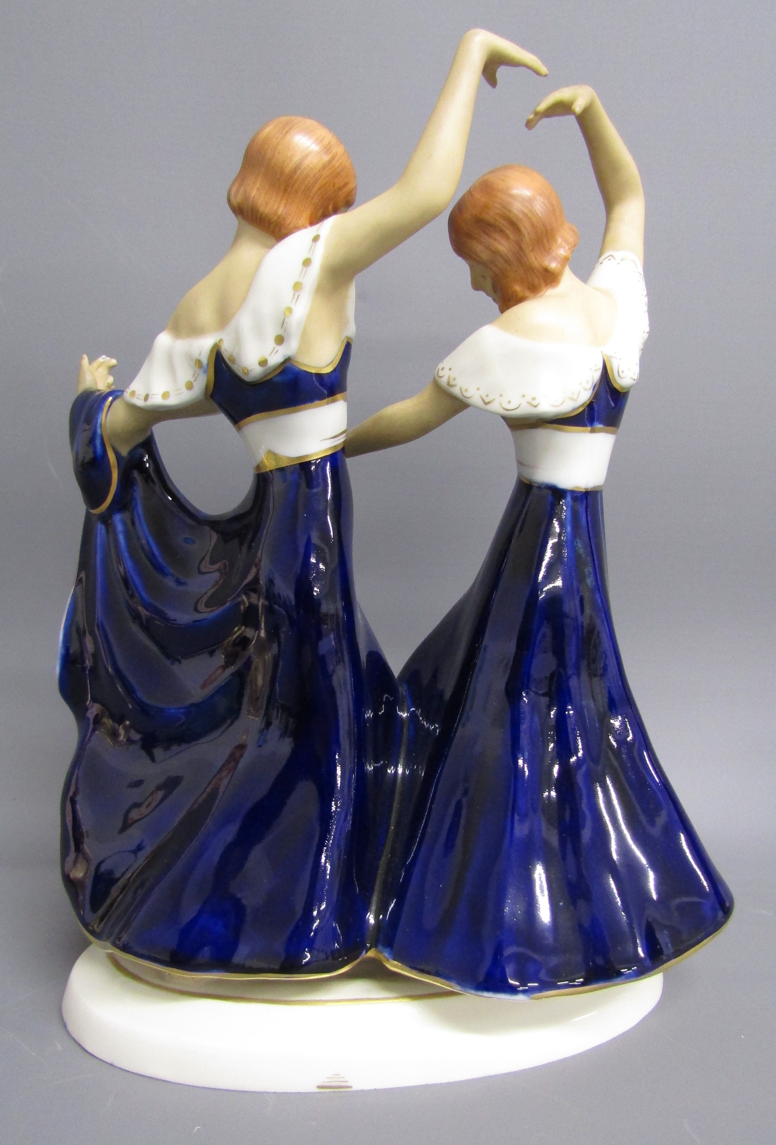 Possibly Royal Dux Elly Strobach Konig dancing sisters figurine (missing fingers to one figure) - Image 3 of 8