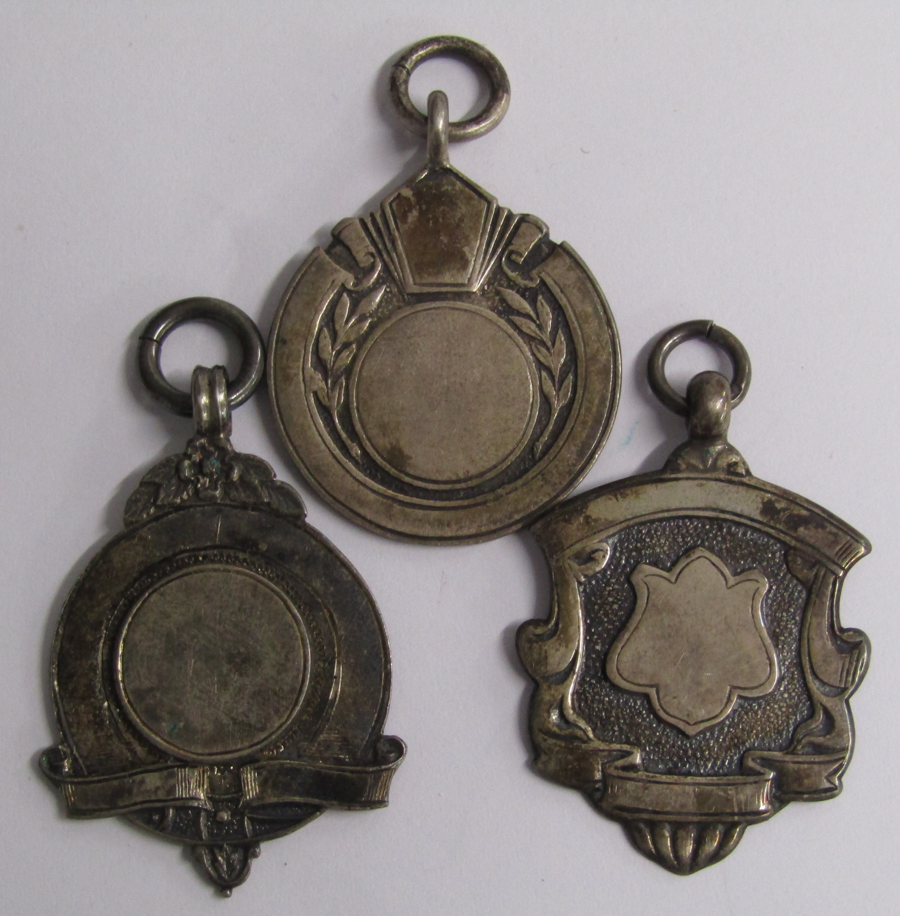 3 silver medallion pendants (0.59ozt) - 3 sports medallions, British Legion pin badge, Fattorini - Image 7 of 10