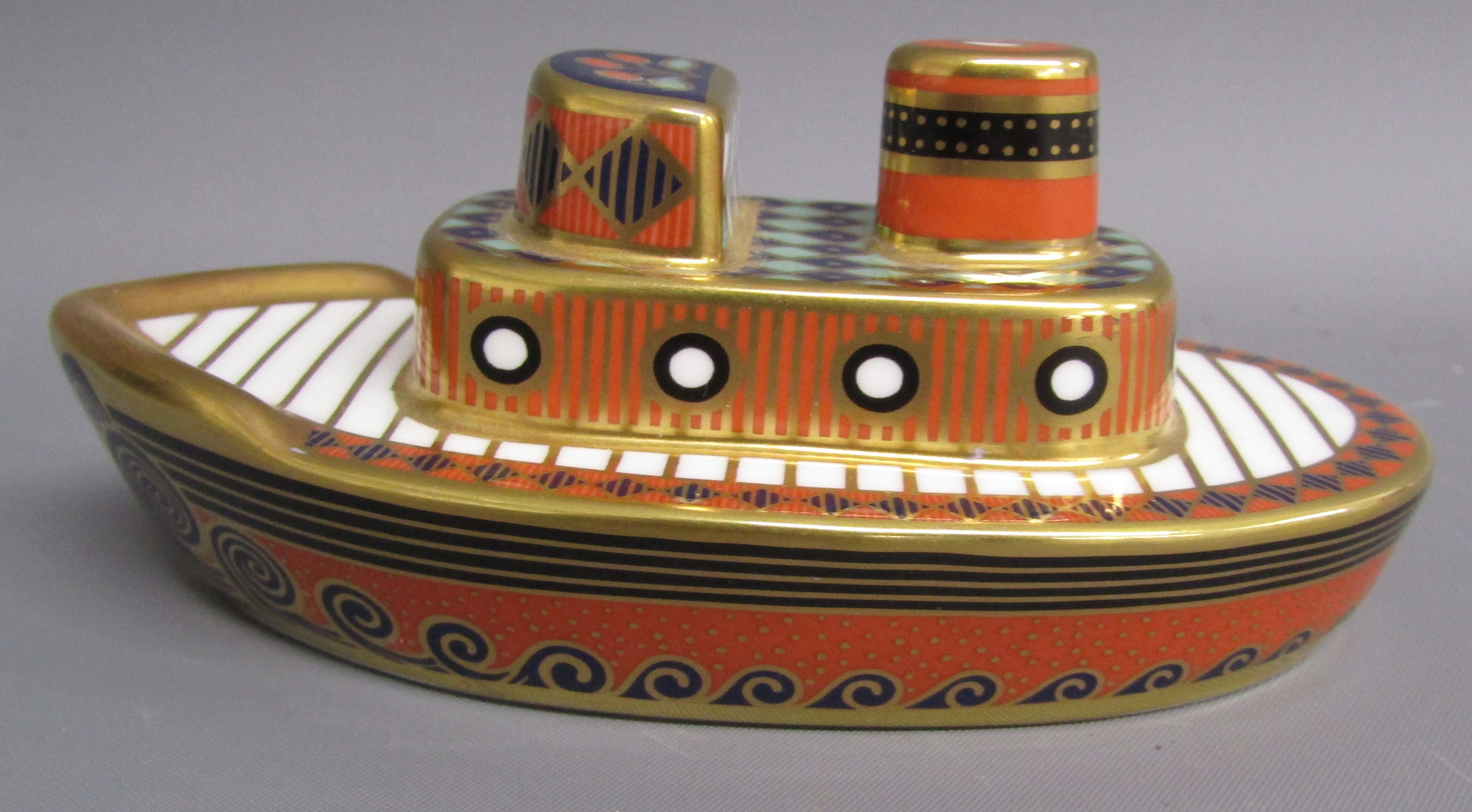 Royal Crown Derby - Treasures of Childhood 'Mini Tug boat' - Image 4 of 6