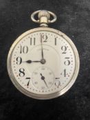 Illinois Watch Co. 60 hour Bunn Special in silver case (Birmingham 1945) with click face. Runs &