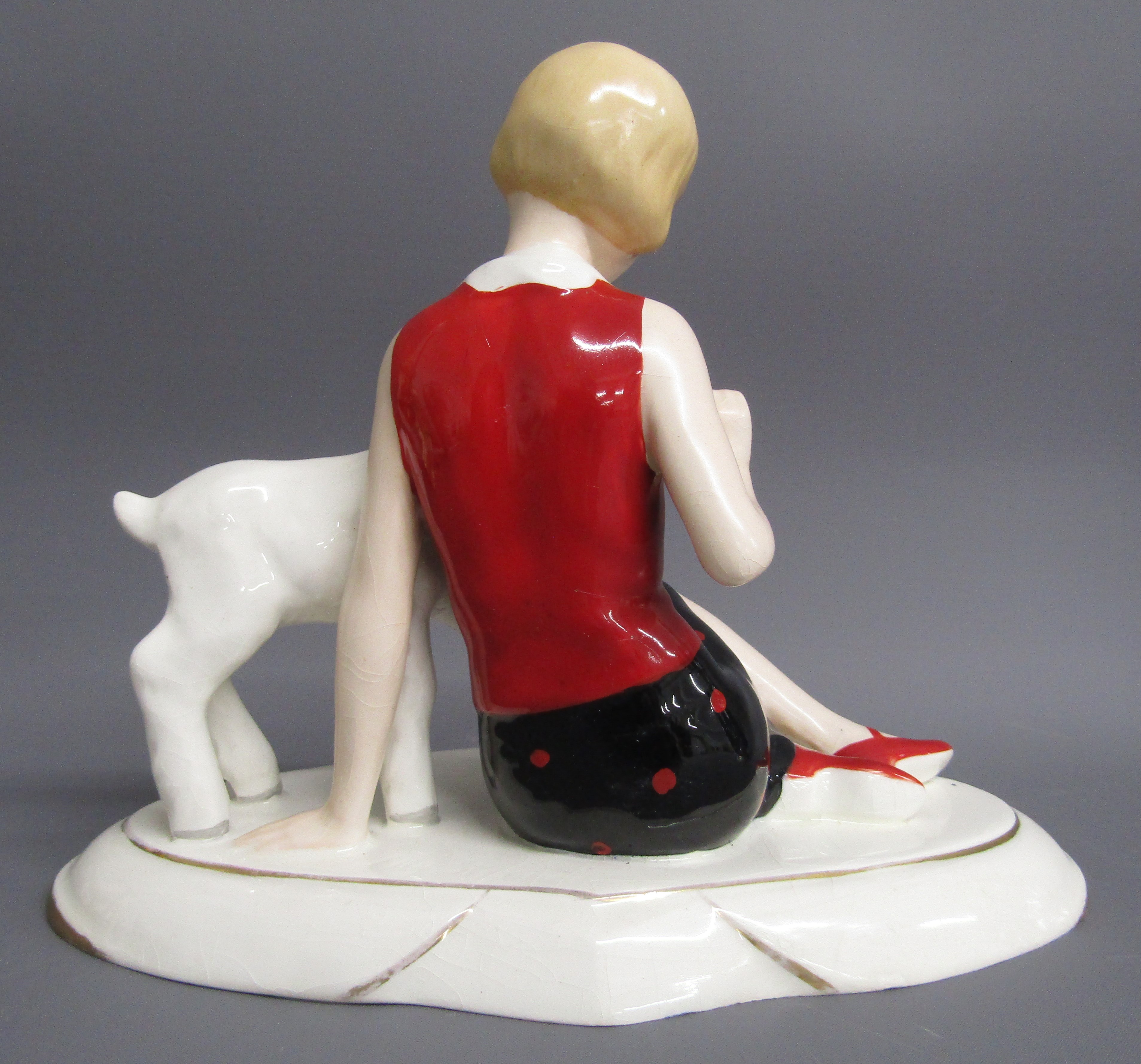 Royal Dux Czechoslovakia 74896 girl with lamb figurine - some crazing - Image 3 of 7