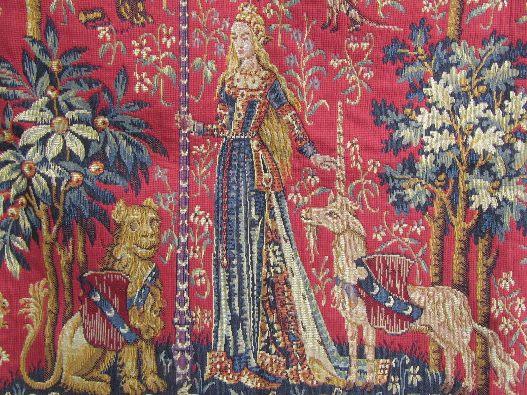 J Pansu Halluin tapestry - Touch Cluny series - The lady and the unicorn - approx. 98cm x 81cm - Image 2 of 5