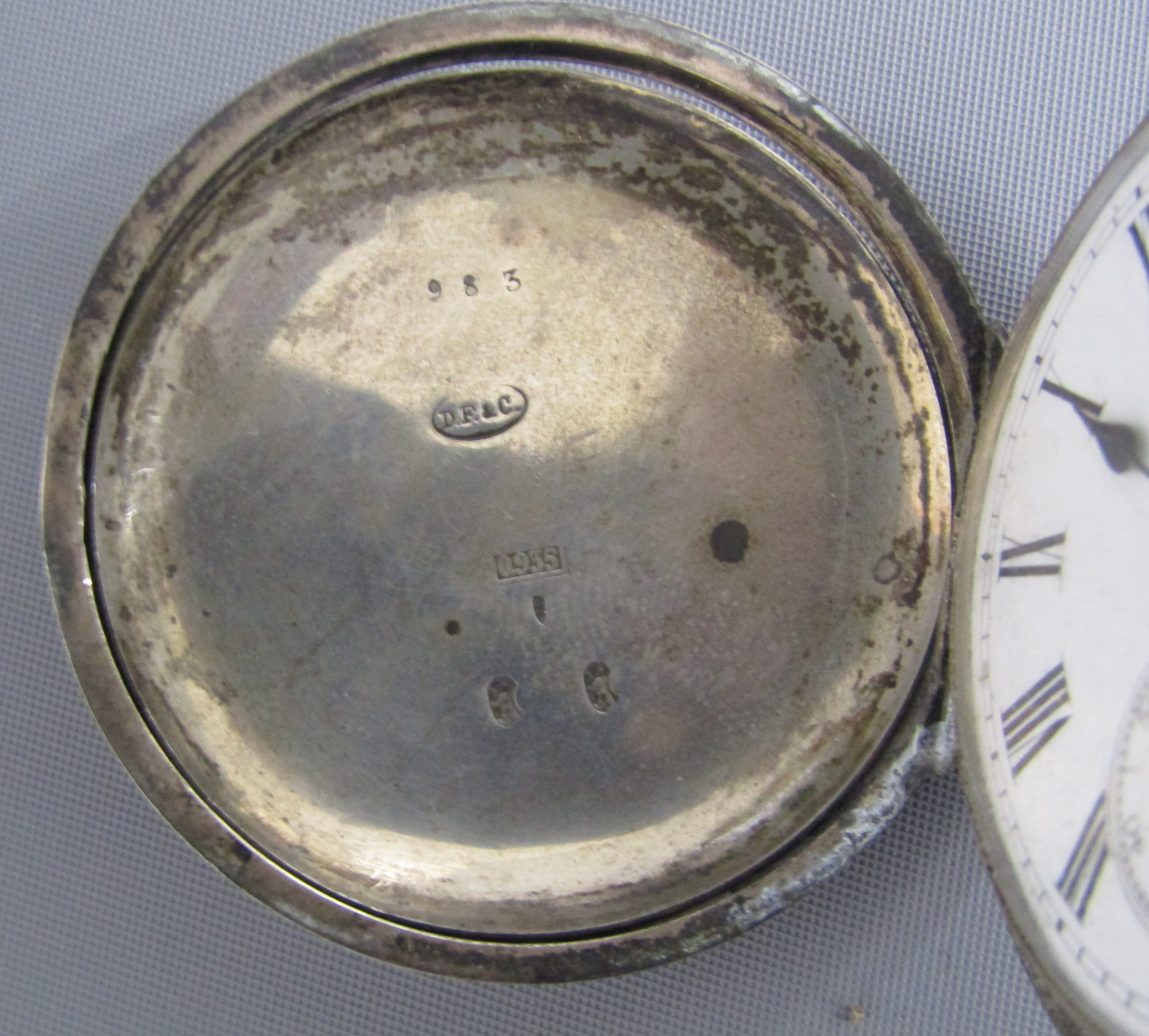 H.J Darracott silver pocket watch, silver bracelet with Paris pendant, silver ingot with white metal - Image 3 of 8