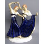 Possibly Royal Dux Elly Strobach Konig dancing sisters figurine (missing fingers to one figure)