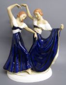 Possibly Royal Dux Elly Strobach Konig dancing sisters figurine (missing fingers to one figure)