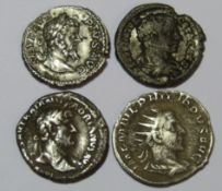 4 Roman Denarius silver coins -possibly Philip I - Felicitas standing left holding caduceus and