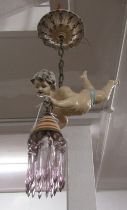 Majolica cherub ceiling light