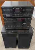Technics HiFi stack system comprising RS-X501 double cassette deck, ST-X901L stereo tuner, SU-X501