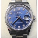 Gents Rolex Oyster Perpetual datejust wristwatch on a stainless steel jubilee bracelet strap with