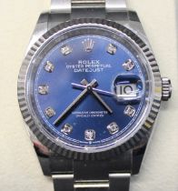Gents Rolex Oyster Perpetual datejust wristwatch on a stainless steel jubilee bracelet strap with