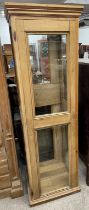 Stripped pine display cabinet (missing shelves) Ht 190cm W 60cm