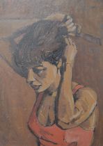 Oil on board depicting portrait of a young girl by David Morris  47cm x 64cm