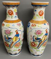 Pair of large 20th century Oriental vases Ht 61cm