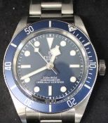 Gents Tudor Black Bay 58 chronometer stainless steel wristwatch with blue dial, model 79030B, serial