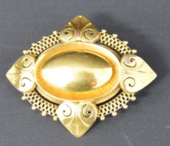 Tested as 15ct gold Victorian mourning brooch, 12.5g, approx. 5cm dia.