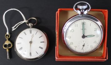 Victorian silver cased verge pocket watch & Smiths pocket watch with original box