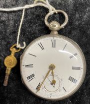 G B Musson of Louth key wind pocket watch in a silver case London 1868 (runs intermittently)