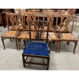 Set of 8 (including 2 carvers) late Victorian dining chairs in oak plus a Chippendale style carver