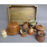 Chris Aston Elkesley pottery cheese dome, Alastair Hardie Branton pottery jugs, vinaigrette