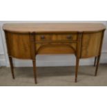 Regency style bow fronted sideboard by Maple on reeded legs with oak lined drawers L 188cm D 64cm