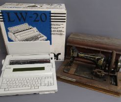 Brother LW-20 daisy wheel typewriter and Frister & Rossman hand crank sewing machine