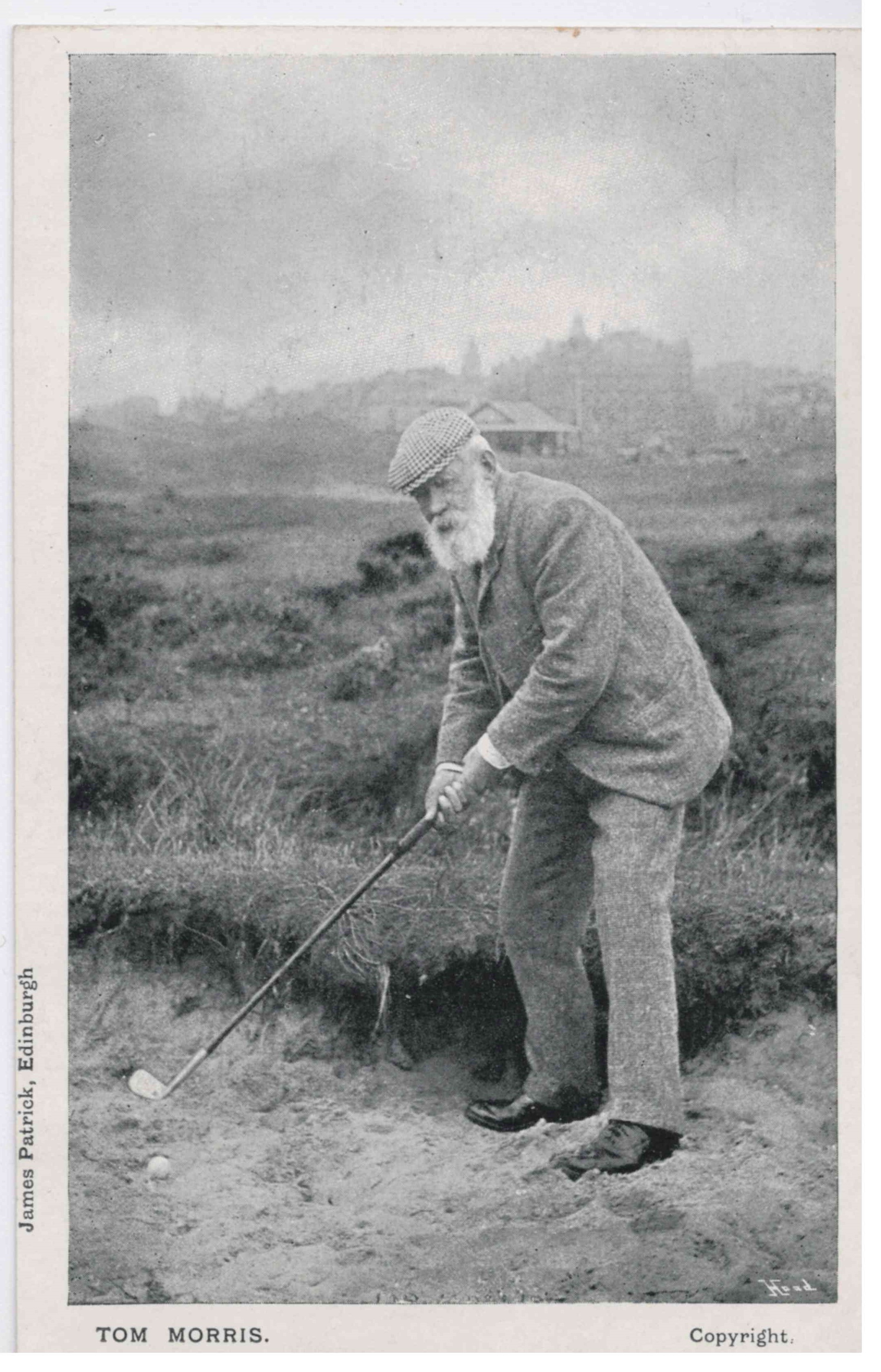 Album of approximately 59 golf related postcards including Old Tom bunkered (Thomas Morris) -