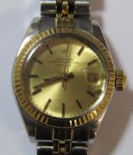 Ladies Rolex Oyster Perpetual wristwatch model no 69173 champagne coloured dial and stainless