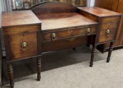 Large Regency sideboard with ebony inlay & lion mask handles on turned legs L184cm D 67cm Ht 108cm