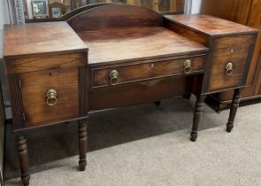 Large Regency sideboard with ebony inlay & lion mask handles on turned legs L184cm D 67cm Ht 108cm