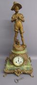 L Marti et Cie clock (Medaille D'Argent 1889) with bronzed spelter boy figure signed Demange on