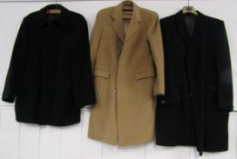 3 men's wool overcoats - Pierre Cardin (L 48"), Maculette (40") and Guards (44")