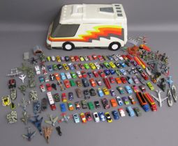 Micro Machines camper with large collection of micro machine vehicles etc