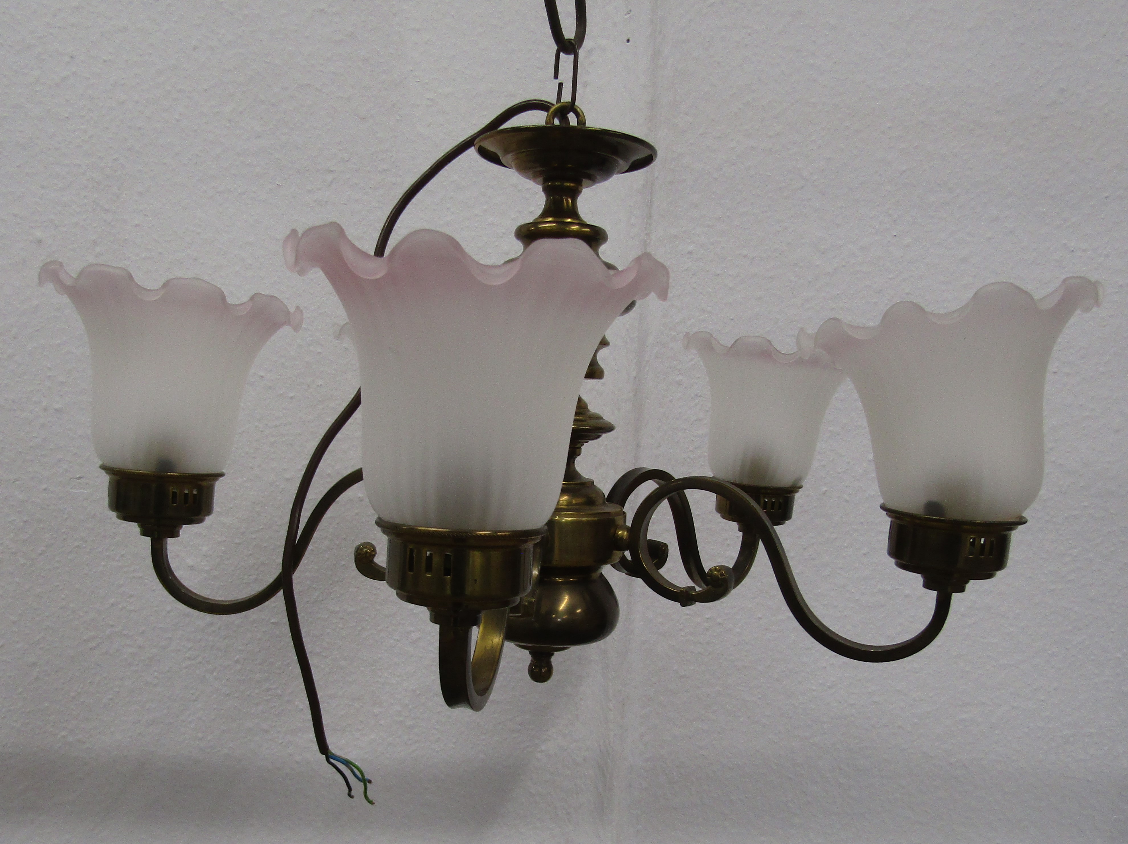 Flemish brass 5 branch chandelier - Image 2 of 3