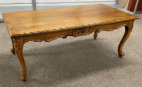 French style walnut coffee table 120cm by 60cm Ht 47cm