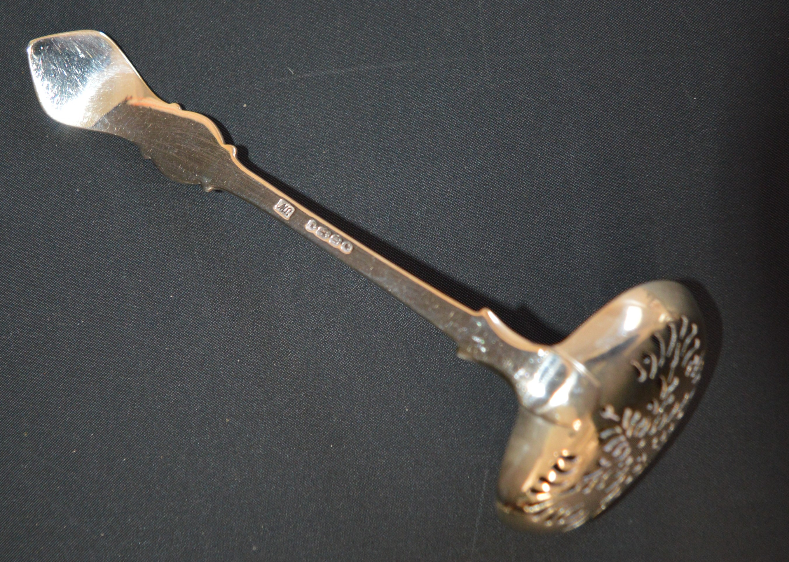 Victorian silver sifter spoon Thomas Whipham London 1852 & various silver spoons including a - Image 5 of 5