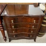 Early 20th century serpentine front bachelor chest of drawers with brushing slide W 66cm D 50cm Ht