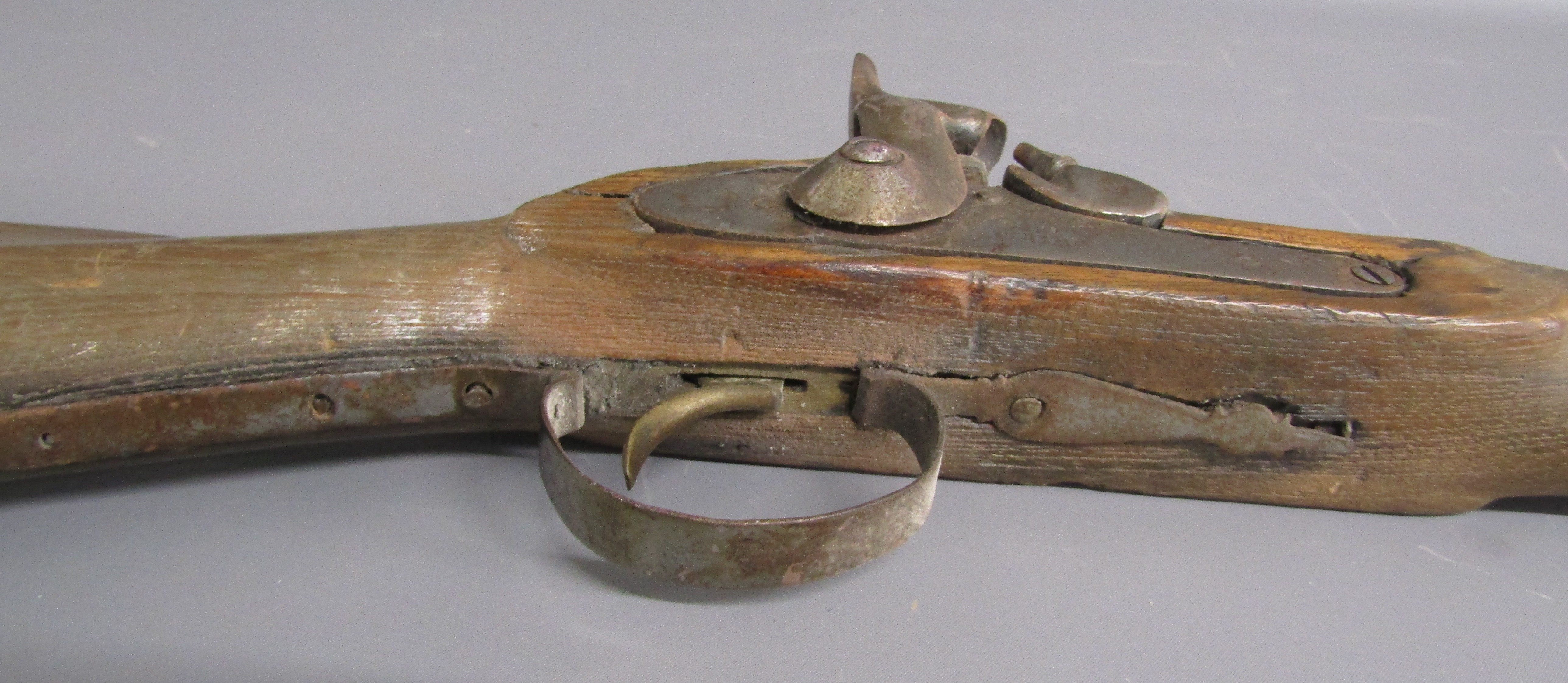 Percussion cap musket with brass plate to butt, stamped marks to trigger and muzzle - Image 6 of 14