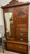 Victorian compactum wardrobe with mirror door Ht 220cm W 104cm D 67cm
